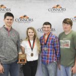 1st Place Environmental Science  Prague FFA Left to right: Dalton Cooper, Rylee Brown (3rd High Individual), Dustin Lynch (2nd High Individual), and Hunter Hinkle. 