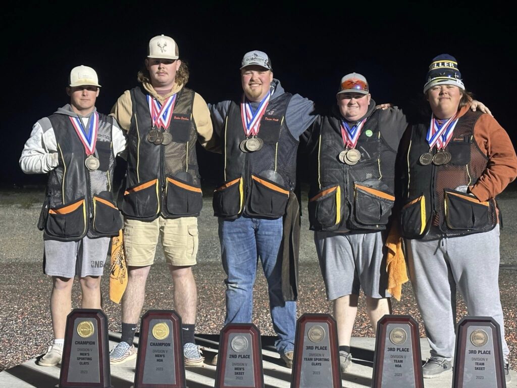 Members of the CSC Shooting Team pose with their awards at the 2023 AUCI National Championships on San Antonio, Texas.